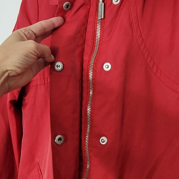 Suka Women's Red Cotton Blend Pockets Zip & Button Details Trench Coat Size XS - Picture 9 of 15